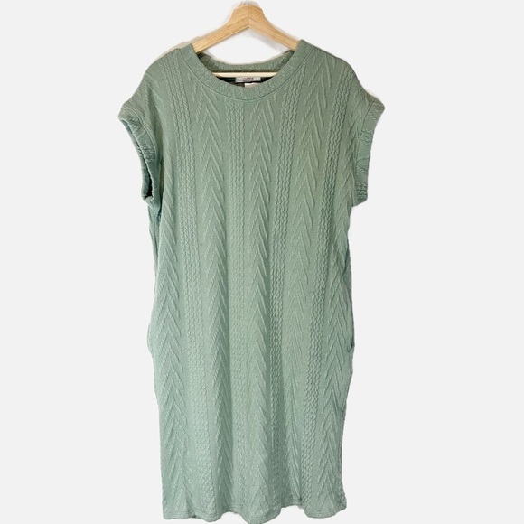 NWT Cherish Sweater Detailed Sage Cable Knit Look Sheath Dress Size Large - Picture 1 of 8